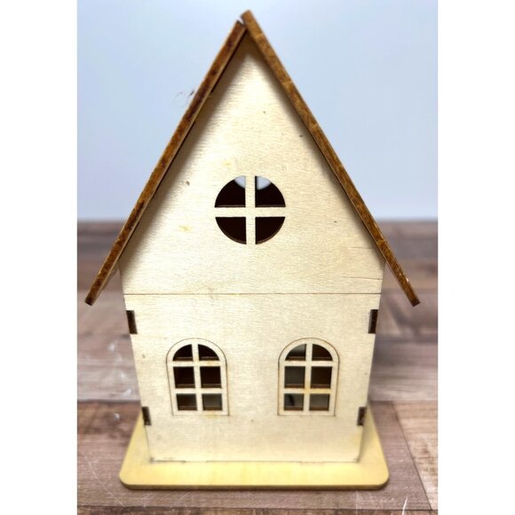 Laser-Cut Wooden LED Christmas House Can Be Painted Or Natural - Picture 3 of 7